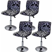 4 Pièces Housse De Tabouret De Bar Avec Dossier Extensible Pour Chaise De Salle À Manger Pivotante