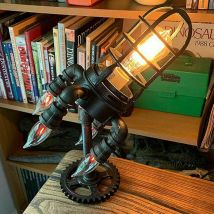 Briller - Tigrezy Retro-tischlampe, Industrielle Raketenschiff-lichtlampen, Steampunk-dekor