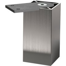 Möbelfuß Capri 50x50mm, Höhe 150mm - Sockelfuß 10mm Höhenverstellbar, Aluminium Edelstahl Effekt - Ebb