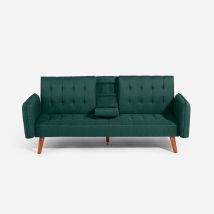 Sofá Cama De 2 Plazas Reclinable Con Reposabrazos Y Portavasos Ember - Verde Oscuro