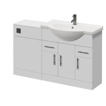 Alexander James Gloss White 1350mm 3 Door Vanity Unit Toilet Suite - 1350mm - Gunmetal Grey 96mm Bar Handlewithout James Toilet Pan