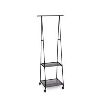 Perchero de metal con 2 baldas – 85 x 45 x 157 cm – Fácil montaje – Ideal para espacios reducidos