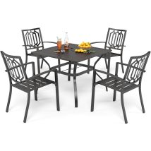 Garden Table And Chairs Set Of 7 Patio Table Chairs Metal Outdoor Bistro Garden Furniture Sets Weather-resistant - Phivilla