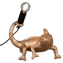 Lampada Da Tavolo Camaleonte Oro Lampada Laterale Figurina Animale Retrò Lampada Da Tavolo Oro, Interruttore A Cavo, Presa E14, Lxlxh 14x24,5x22 Cm