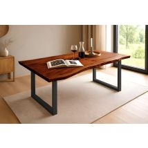 Sam Outillage - Esstisch Baumkante Massiv Akazie Nussbaum 120 X 80 Schwarz Quinn