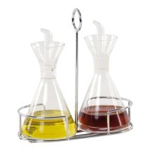 Andrea House Set Ampolla E Ampolla Per Olio De Vetro Con Fiaschetta Cromata Stand