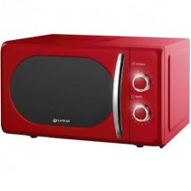 Micro-ondes rouge – 20L – 700W – 6 niveaux de puissance – 8 programmes – Contrôle numérique – Blocage enfants – Grunkel
