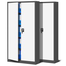 Set Di 2 Armadio Da Ufficio C001 Archivio Per Officina In Metallo Verniciato A Polvere Chiudibile 185 Cm X 90 Cm X 40 Cm (antracite-bianco) - Jan 