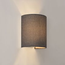 Wandleuchte Brüssel 1x E27 Halbrund 20 X 17,5 X 13 Cm Aus Leinen Grau Lux.pro