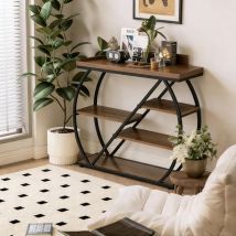 Tribesigns 41.3" Console Table, 5-tier Industrial Entryway Table With Storage Shelves And Arched Metal Frame, Wood Hallway Console For Living Room, 