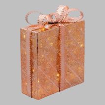 Paquet Cadeau Lumineux Cuivré H30,5cm En Métal Perforé Cuivré Lotti