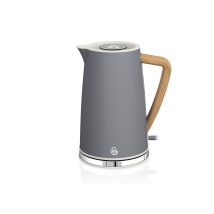Swan - Nordic Bollitore Elettrico Ultra Veloce, Senza Fili, Design Moderno, 1,7 L, 2200 W, Manico Effetto Legno, Spegnimento Automatico, Grigio