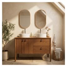 Mob-in - Conjunto Mueble De Doble Lavabo 120 Cm + Lavabo + Grifo + Espejo Joy