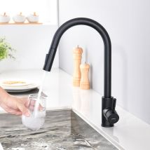 Hochdruck Küchenarmatur Ausziehbar Brause Hoher Auslauf 360° Drehbar Spültischarmatur Küche Wasserhahn Für Küchenspüle, Schwarz - Lonheo