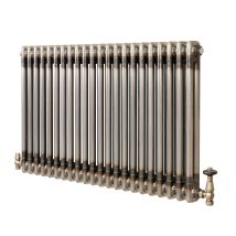 Traditional 2 Column Radiator & Valves - 600 X 1010mm - Raw Metal