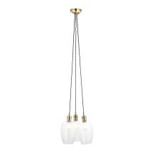 Merano Livorno Suspension Cluster En Laiton Antique Et Verre Transparent, 3 Led 10 W E27