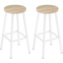 Klihome 2x Sgabelli Da Bar, Sgabello Da Bar Con Gambe Poggiapiedi, Sgabello Senza Schienale Per Cucina, Sala Da Pranzo E Bar, Legno Chiaro
