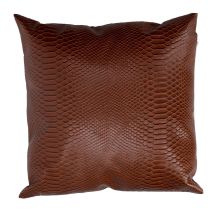 Cojín cuadrado ecopiel marrón 38x38 cm – Relleno: Algodón, Acrílico – Desmontable con cremallera