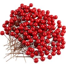 150pcs Christmas Holly Berries Artificial Berries For Christmas Wreath Decorations Garland Making Supplies Christmas Party Decoration