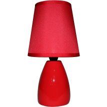 King Home Tischlampe Rot Keramik Runder Sockel 10x25h Cm