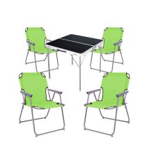 Mojawo - 5-teiliges Campingmöbel Set Schwarz 80x80x70cm Lime-mmc330883b+4xmpo2600lg