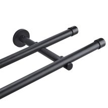 Ctlite - Barra De Cortina De Doble Barra Ø 20 Mm De Diámetro, Negro - 360cm