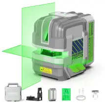 Huepar Pro Gk011sg Green Self-levelling Laser Level, Cross Line Laser 30m With 5200mah Rechargeable Battery, Pulse Mode, Ip54, Hard Carry Case, For 