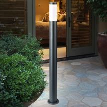 Lampada Da Terra Per Esterni Lampada Da Giardino Lampada Da Terra Segnapasso Acciaio Inox Antracite Opale, Plastica Bianca, Attacco 1x E27, Dxh 