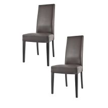 T M C S - Tommychairs 2 Glory Chairs In Beech, Seat In Brown Faux Leather