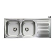 Einbauspüle aus Edelstahl mit 2 Becken 1160 x 500 mm Schüsselhöhe 150 mm Ablaufloch 90 mm
