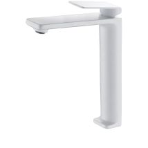 Imex Miscelatore Monocomando Per Lavabo Extra Hoch Aus Mattweißem Messing Und Zamak Mit 25 Mm Keramikkartusche Und Flexiblen 3-8-zoll-schläuchen – 