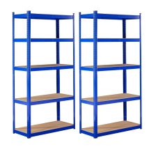 Arebos - Set Of 2 Heavy Duty Shelving Cellar Shelving Boltless Shelving Storage Shelving Workshop Shelving Blue