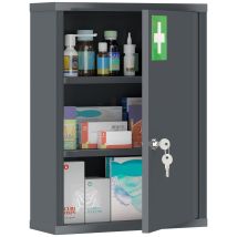Armoire A Pharmacie Murale Avec Serrure 3 Niveaux Acier 40 X 15 X 53,5 Cm Gris Charbon