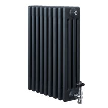 Radiateur Traditionnel À 4 Colonnes & Vannes 600 X 425 Mm En Acier Anthracite