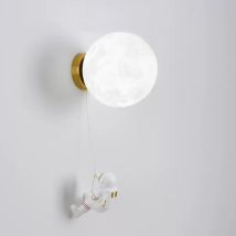 Led-wandleuchte Für Den Innenbereich, Wandleuchte Für Kinderzimmer Mit Astronautenfigur, Mondförmiger Lampenschirm, G9-wandbeleuchtung Für 