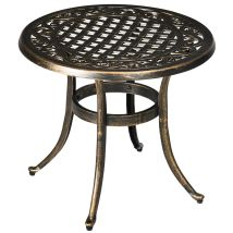 Outsunny 60cm Round Hollow Top Design Side Table With Cast Aluminum Frame