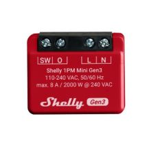 Shelly – WLAN-Schaltaktor 1PM Mini Gen3, rot – 29x34x16 mm – 100...240 V~, 50/60Hz – Bluetooth 4.2 – Kompatibel mit Sprachassistenten
