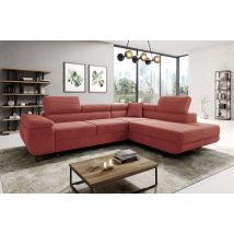 Romano - Aston Jumbo Cord Right Hand Facing Corner Sofa Bed With Storage And Lift Mechanism - Salmon