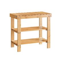 Bamboo Shoe Rack With Seat On Top, Bathroom Shelf, L50cm, Fsr02-k-n - Sobuy