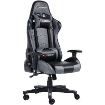 GTFORCE – PRO FX Leather Racing Sports Office Chair – Black and White – Height Adjustable 121-129 cm – 4-way Adjustable Armrests