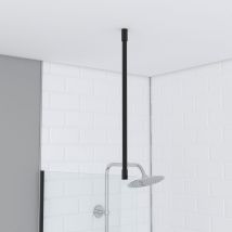 Marwell Haltestange Für Duschwand, Stabilisierungsstange Gerade In Matt Schwarz 60 Cm Für Deckenmontage - Geeignet Für Duschwände Mit Glasstärken Von 