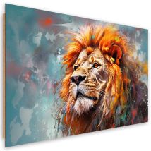 Pannello decorativo "Animal Lion Abstraction" – 90x60 – Carta satinata 200 g/m², HDF 3 mm, MDF 1.6 cm – GBSHOP