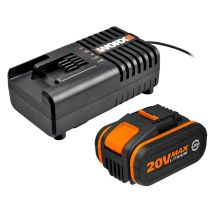 Kit Batteria 20v 4.0ah + Caricabatterie Rapido Wa3604 Per Utensili Worx Powershare - Worx