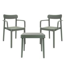 Set 2+1 Sillas Con Brazos-mesa Interior, Exterior Gris Verdoso Alba-elba Garbar