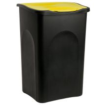 Stefanplast - Rubbish Bin 50l Plastic Dustbin Kitchen Garbage Swing Lid Can Black/yellow