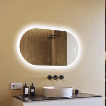 Artforma - Led-badezimmerspiegel, 120x70, Touchschalter , Beschlagfrei, Led Dual, Ovaler Spiegel
