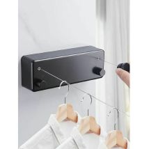 Bsr - Tendedero Retráctil Para Exterior Con 2 Cables, Ajustable Para Secar La Ropa, Longitud De 4,2 M, En Color Negro.-dpzo