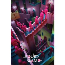 Poster Tintenfischspiel "Verrückte Treppe" – 61 x 91,5 cm – 150 g/m² Glanzpapier – Wanddeko für jeden Raum