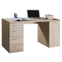 Schreibtisch Mit 5 Schubladen, Pc-arbeitsplatz Für Büro Und Schlafzimmer 140 Cm Made In Italy -eiche / Schreibtisch