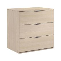Schubladenschrank Bridgeport, Moderne Kommode Mit 3 Schubladen, Niedrige Kommode Für Schlafzimmer, Mobil Wöchentlich, Cm 77x38h80, Eiche